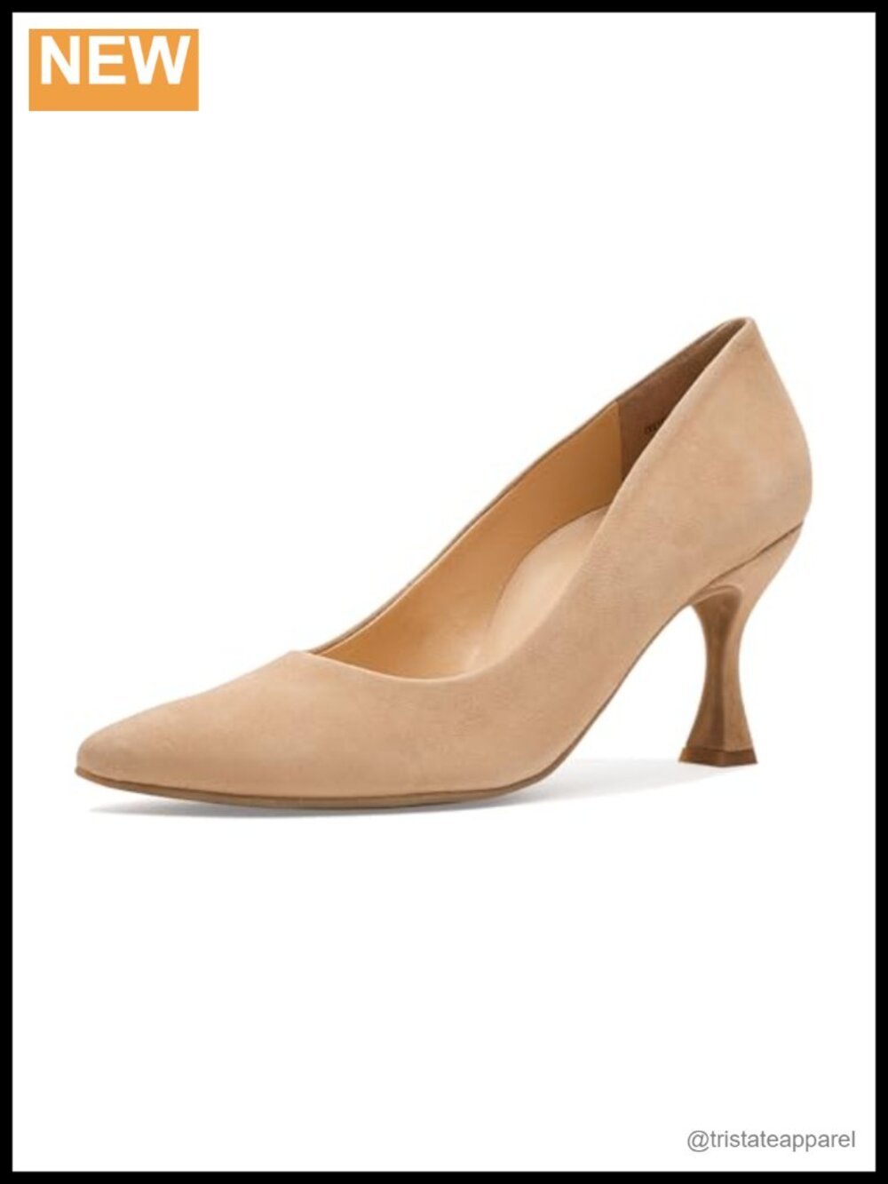 Leather Pointy Toe Pump Flare Heel Pull-On Formal Evening Shoe